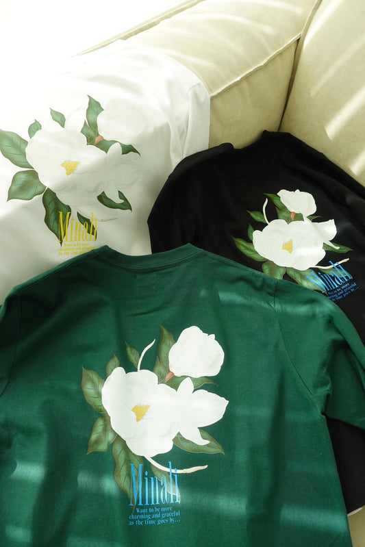 White Flower long T-shirt(UNISEX)
