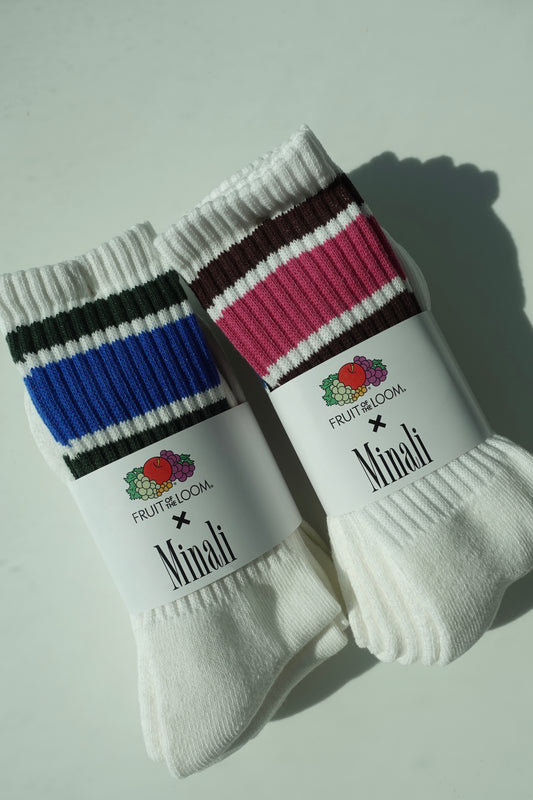 Minali&FRUIT OF THE LOOMコラボ 3colourソックス