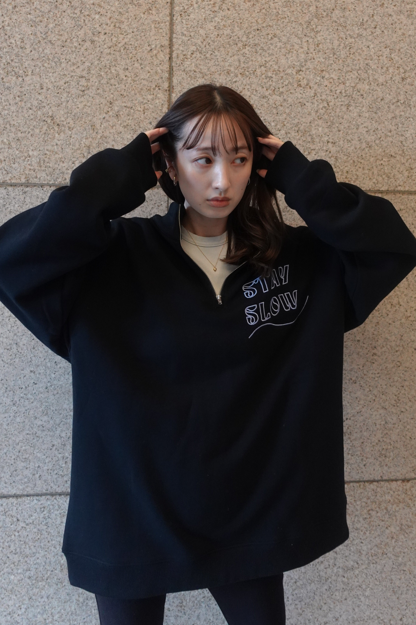 【予約販売】Minali×FRUIT OF THE LOOM  Half zip sweat